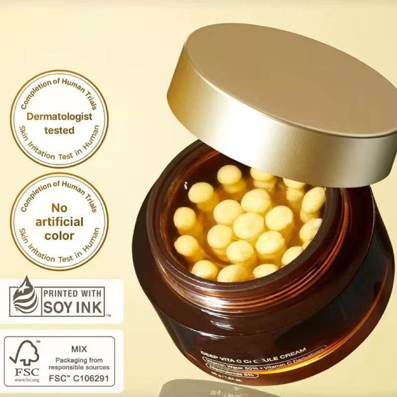 Anti Wrinkle Vita C Capsule Cream Collagen Face anti Aging Gel Firming Repairing Fade Lines Korean Skin Care Products 2.39 Oz